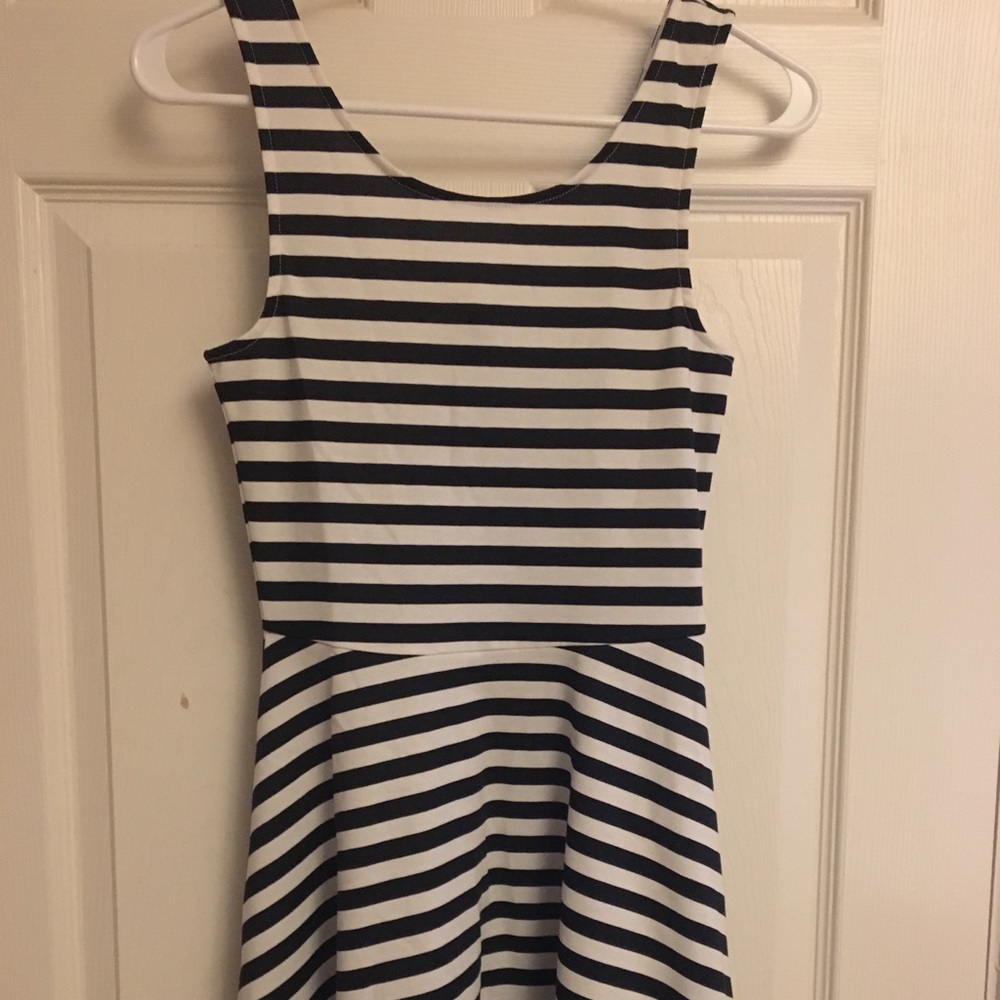 Black and white striped dress